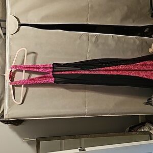 Pink and Sheer Black Halter Dress